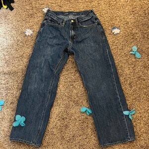 Size 29x30 in men’s, old navy baggy jeans “90’s baggy” with a darker wash blue.